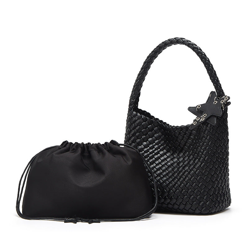 Women's Gun Champagne Hand-woven Large Capacity High-grade Women's Shoulder Bag