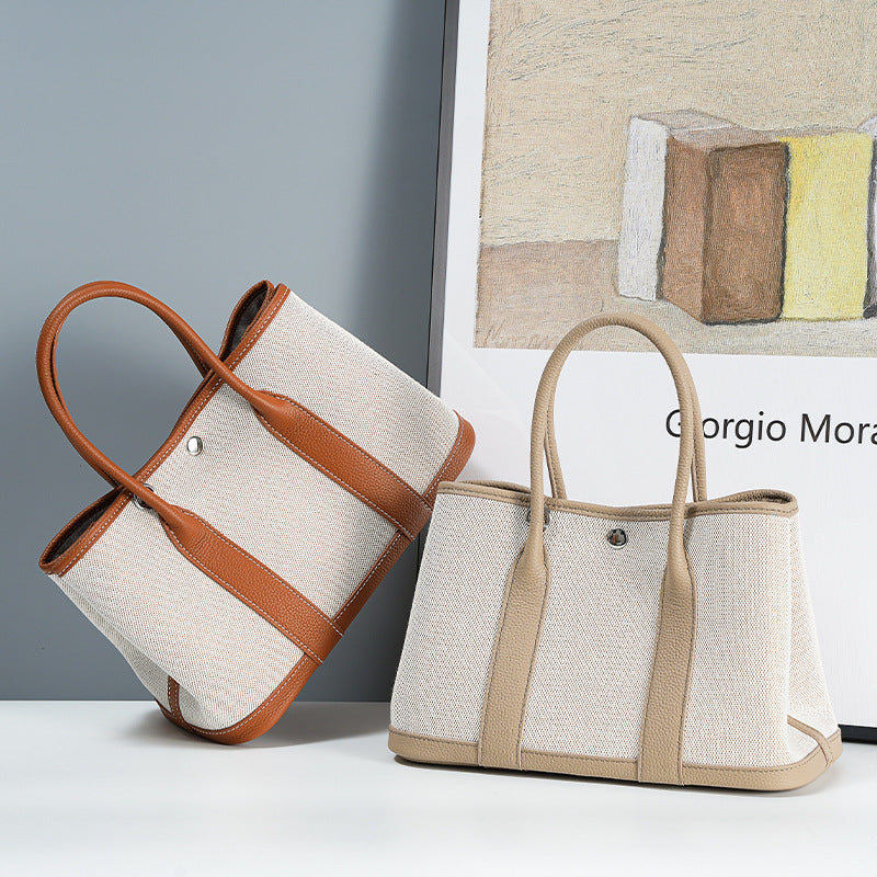 Women's High Sense Leather Genuine Large Capacity Canvas Women's Handbag