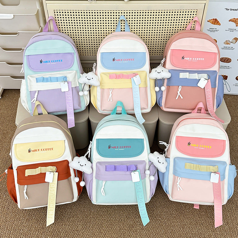 Good-looking Large Capacity Junior High Class Dopamine Style Simple Leisure Backpack