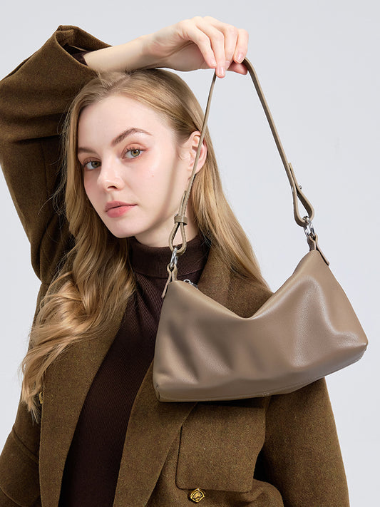 Genuine Leather Advanced Layer Cowhide Fashion Underarm Bag