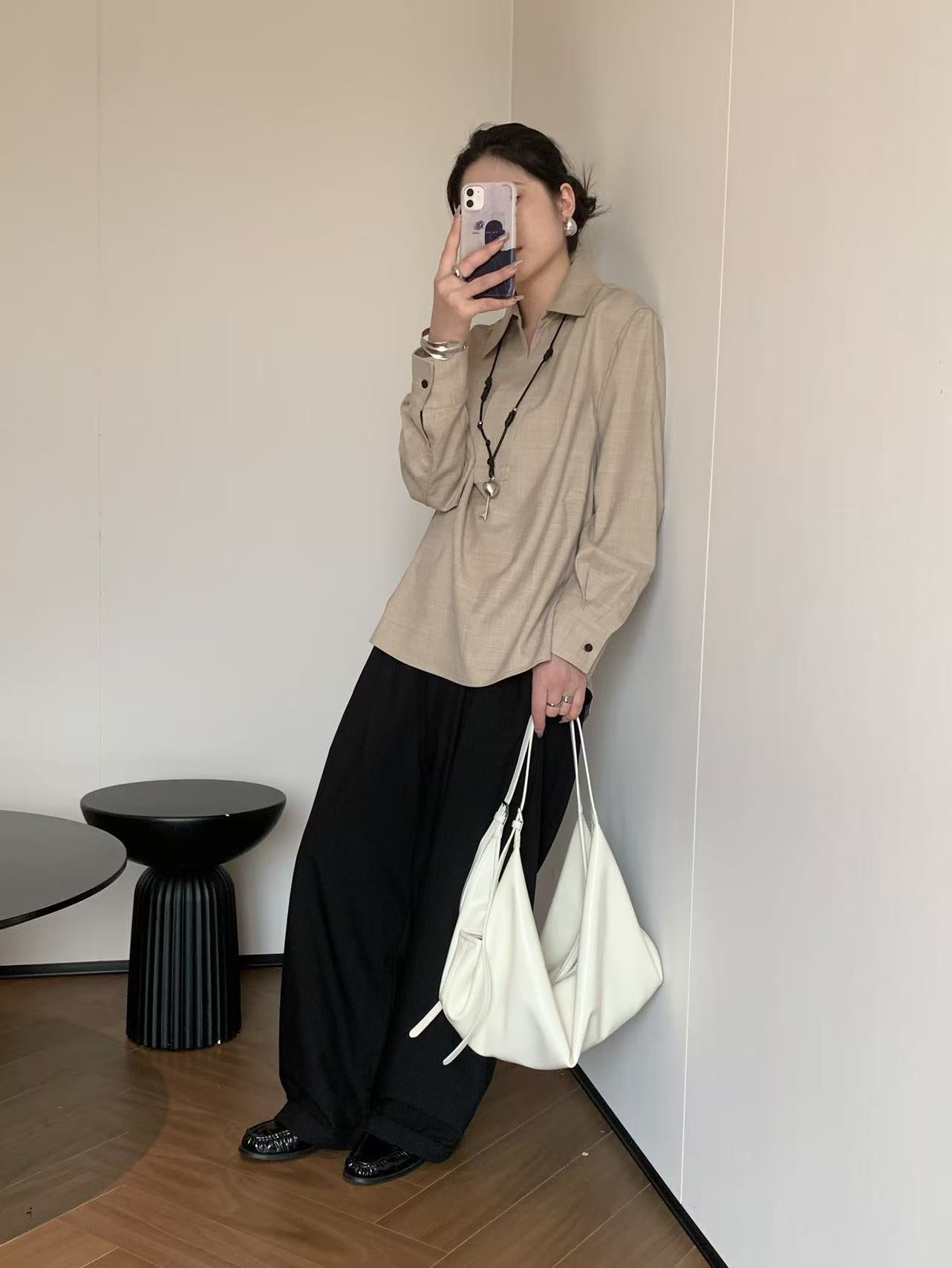 Oil Wax Leather Large Capacity Dumpling Style Underarm Tote Bag