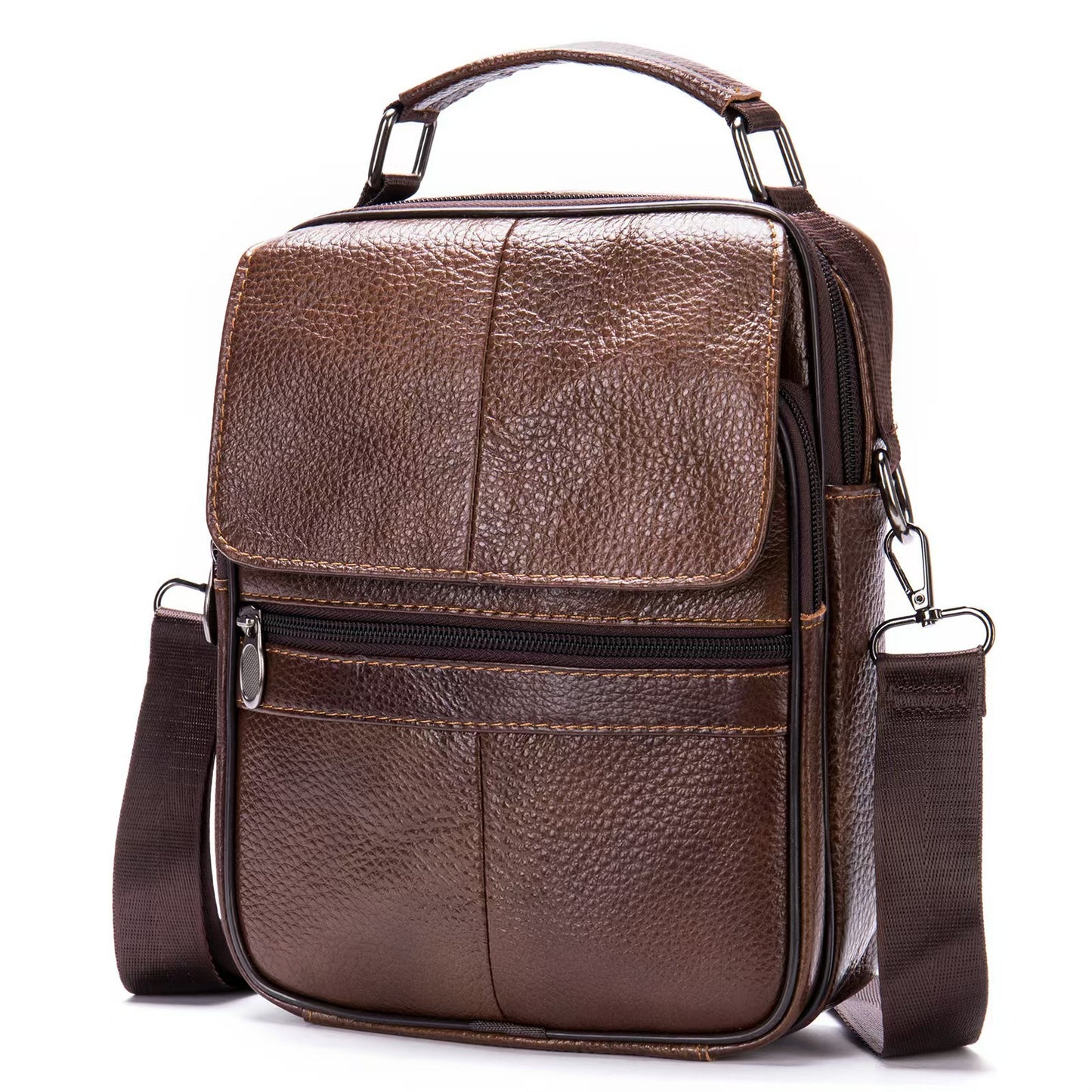 Men's Leather Fashion Business First Layer Cowhide Men's Messenger Bag