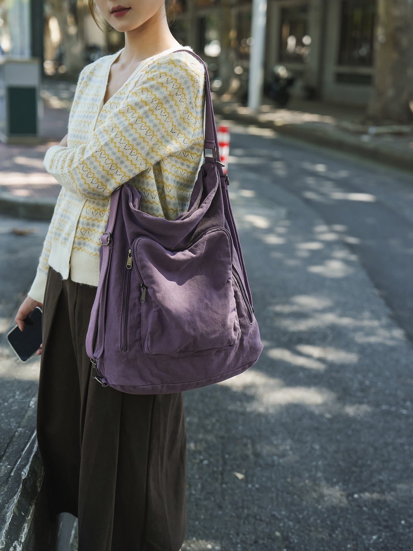 Women's Retro Washed Canvas Mori Style Multifunctional Women's Shoulder Bag