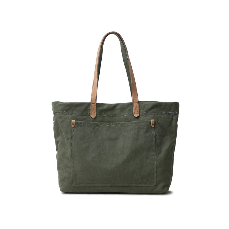 Women's & Men's Artistic Retro Cowhide With Canvas Women's Shoulder Bag
