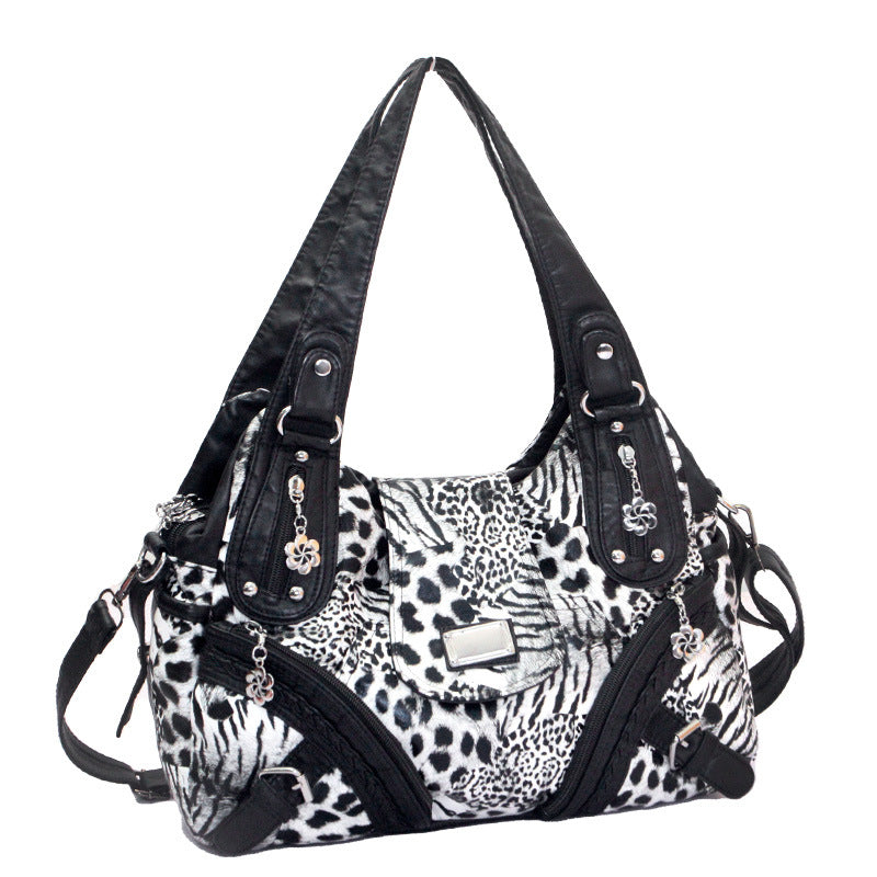 Hot Fashionable Western Style Washed Leather Women's Shoulder Bag