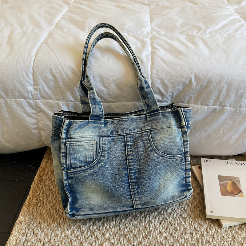 Women's Distressed Denim Fashion Personality Large Capacity Women's Shoulder Bag