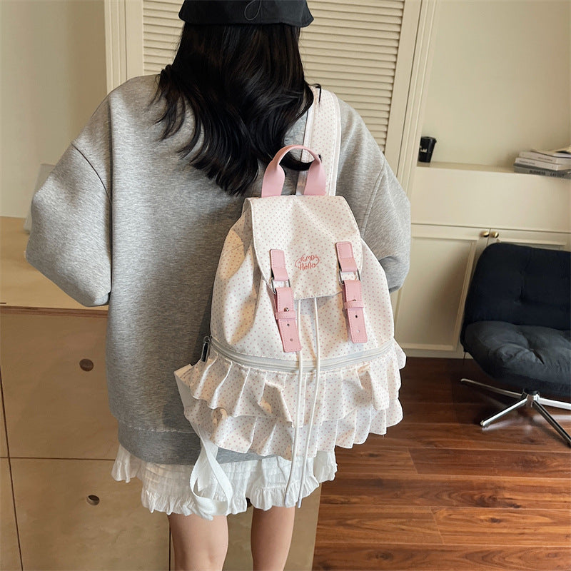 Style Niche Dots Stripes Versatile Large Leisure Backpack