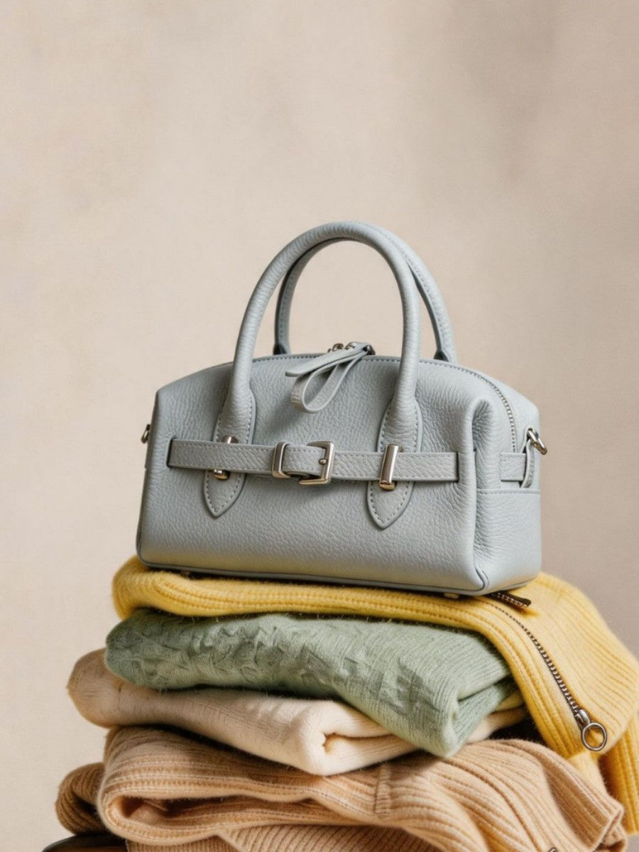 Women's Bowling Genuine Leather Niche High-grade Large Bags