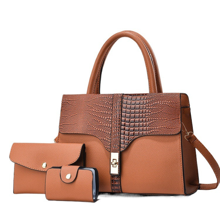 Women's Fashion Three-piece Set High Sense Alligator Underarm Bag