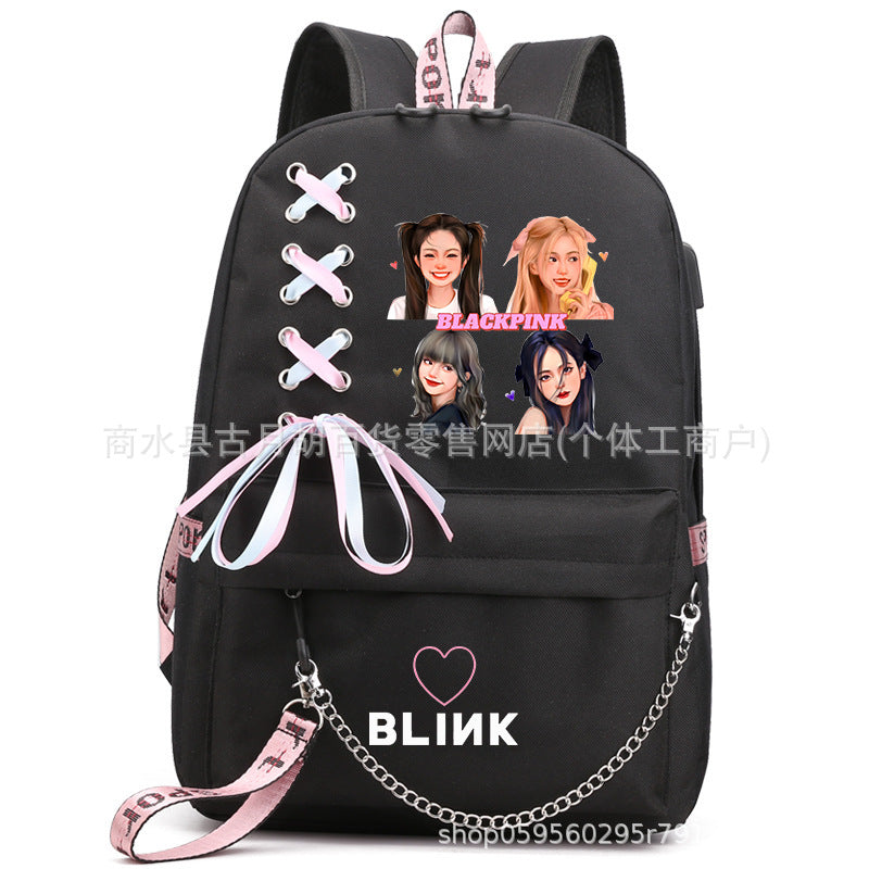 Pink Black Kim Jin Jenny Park Printed Burden Backpacks