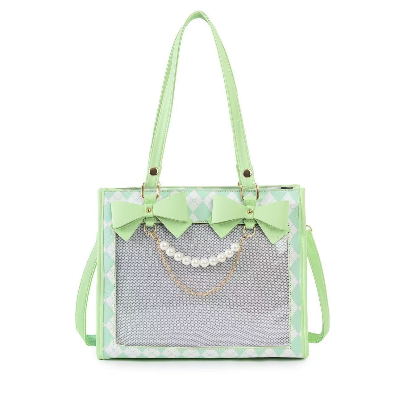 Wu Dong Shop Two-dimensional Bar Badge Transparent Cartoon Female Strawberry Women's Shoulder Bag