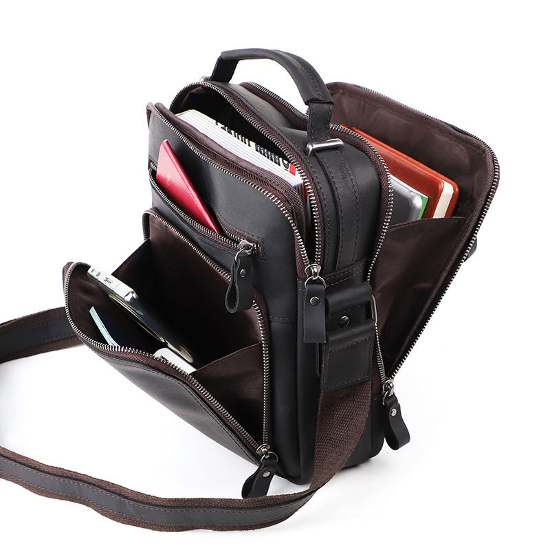 Men's Leather Retro Cowhide Large Capacity Multifunctional Men's Messenger Bag