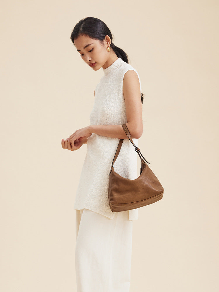Women's Vegetable Tanning Leather Classic Commuter Genuine Underarm Bag