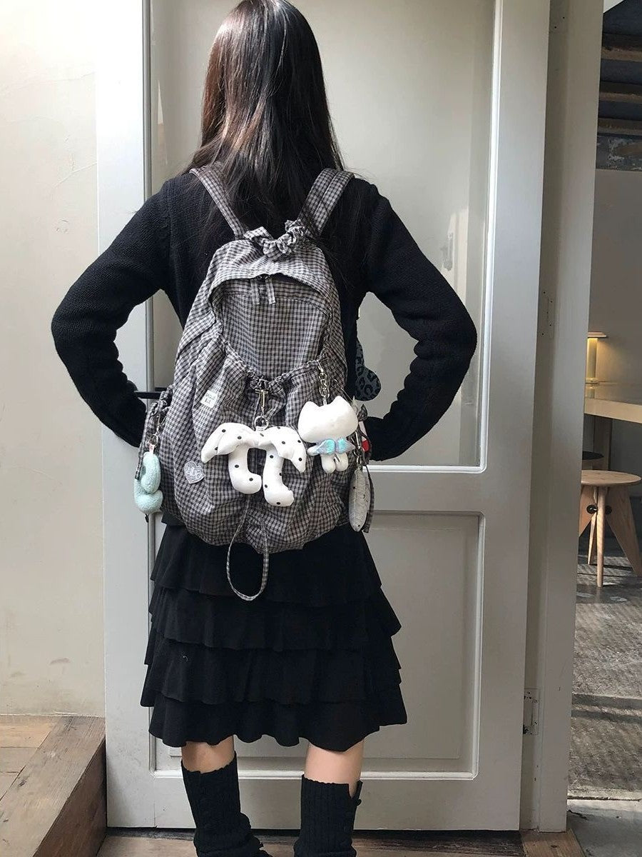 Millennium Style Checked Female Large Capacity Versatile Leisure Backpack
