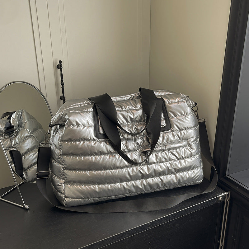 Women's Large Capacity Portable Glossy Space Cotton Women's Messenger Bag