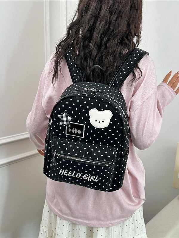 Female Stylish Good Texture Cute Polka Leisure Backpack