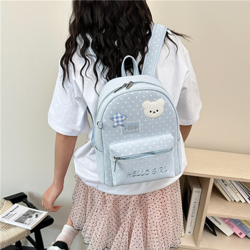 Korean Style Cute Bunny Polka Dot Simple Large Capacity Lightweight Backpacks