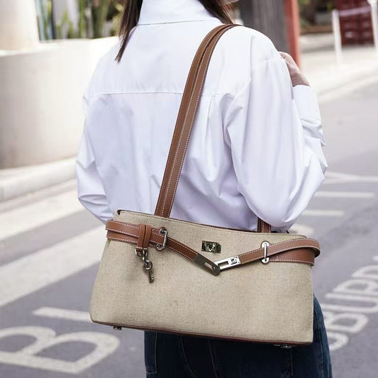 Niche Linen Versatile Underarm Korean Style Large Women's Shoulder Bag
