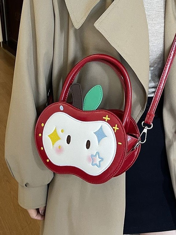 Women's Korean Cartoon Cute Red Apple Design Fashionable Leisure Backpack