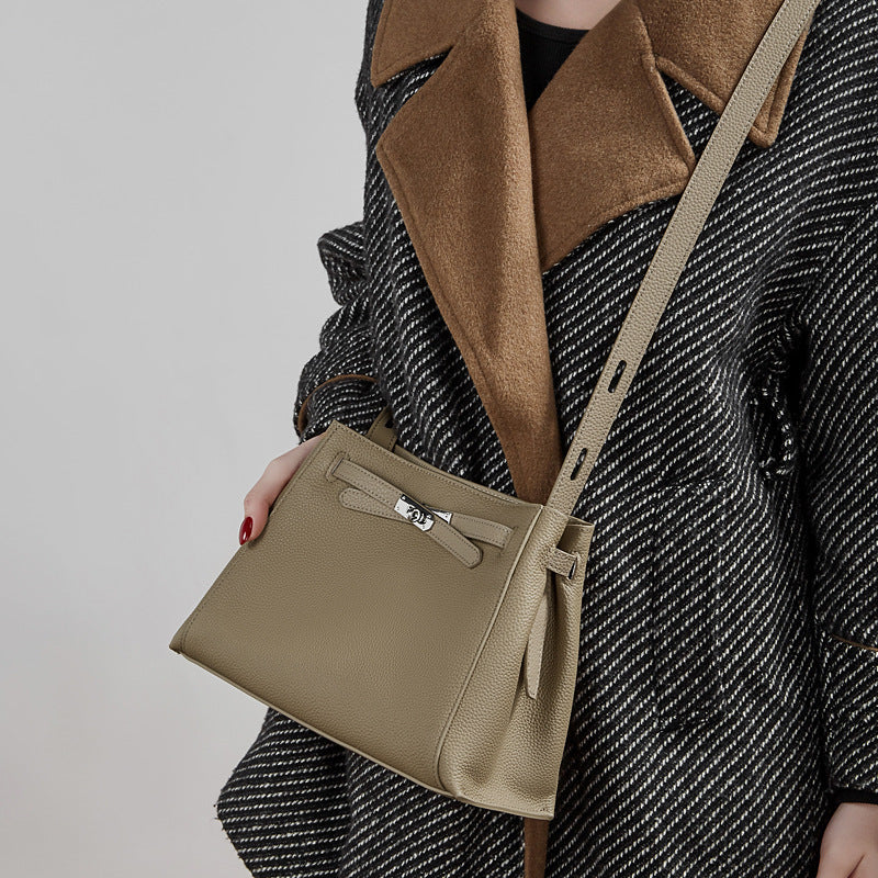 Women's Leather Kelly Versatile Large Capacity Portable Vegetable Basket Bags