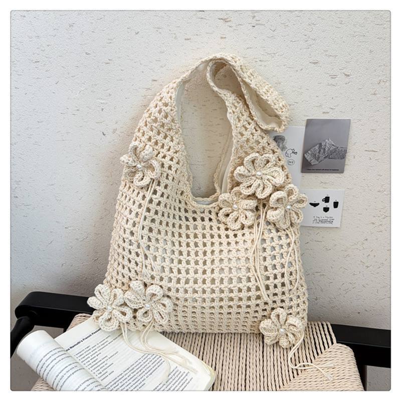 Knitted Hollow Beach Large Capacity Woven Western Shoulder Bags