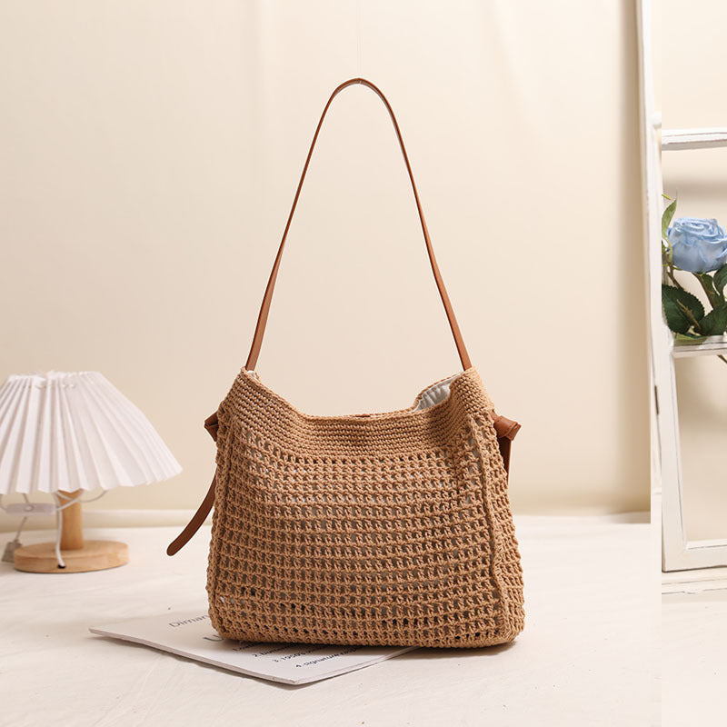 Cotton Thread Woven Hollow Shopping Fashion Women's Shoulder Bag