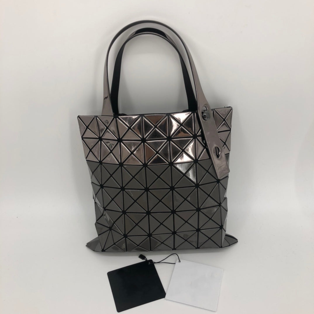Women's Rhombus Seven Cells Matte Metal Color Tote Bag
