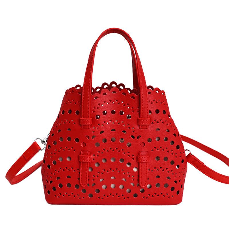 Women's Hollowed Fashion Carved Niche Korean Retro Bucket Bag