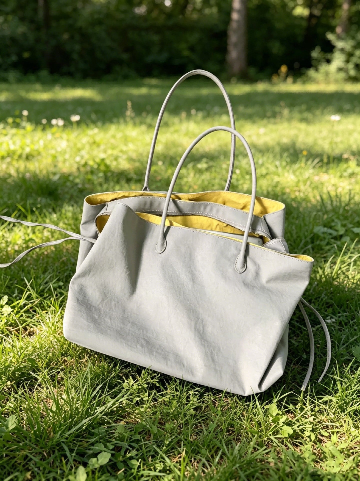 Niche Contrast Color Light Nylon Large Capacity Tote Bag