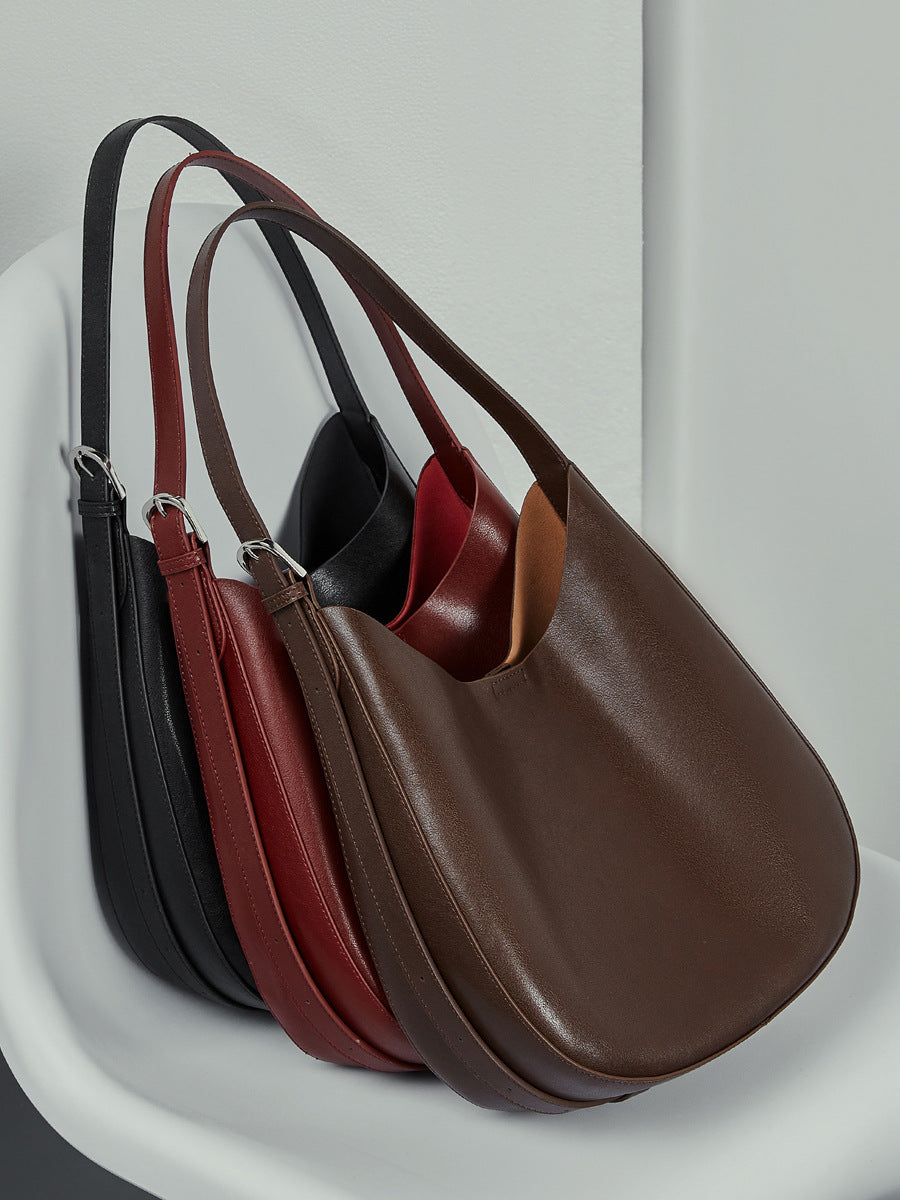 Women's Underarm Genuine Leather Design Selenodont Fashion Tote Bag