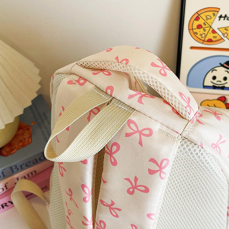 Three-piece Bow Heart Preppy Style Floral Sweet Bags