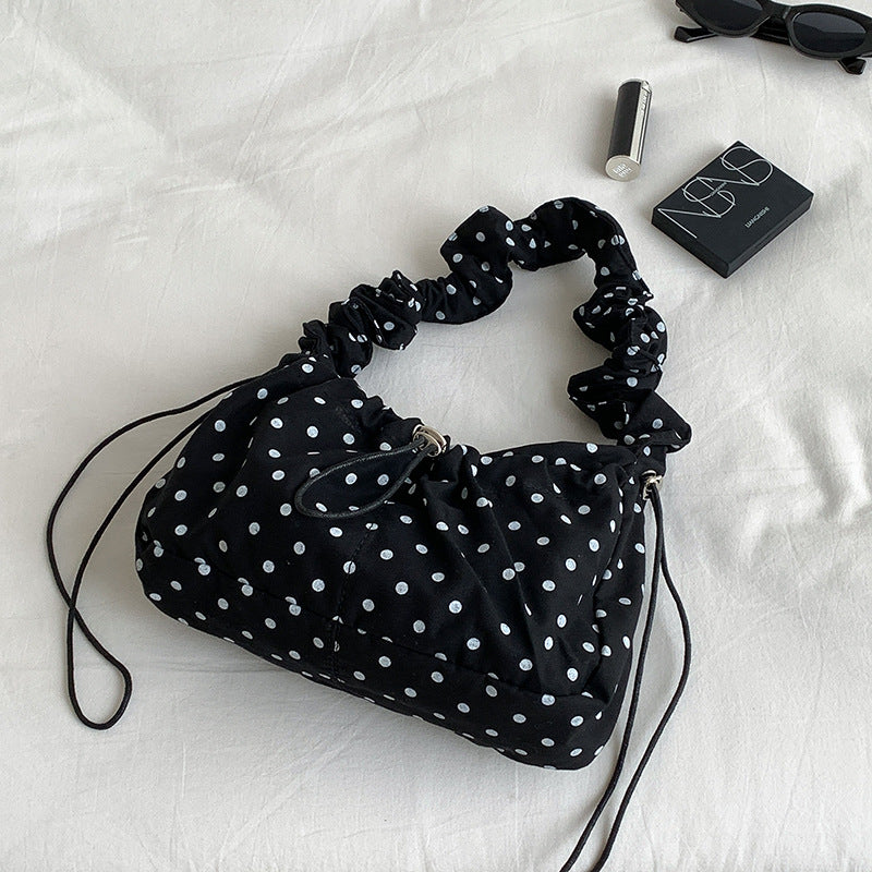 Women's Artistic Polka Dot Nylon Underarm Simple Fresh Large Capacity Commuter Bags