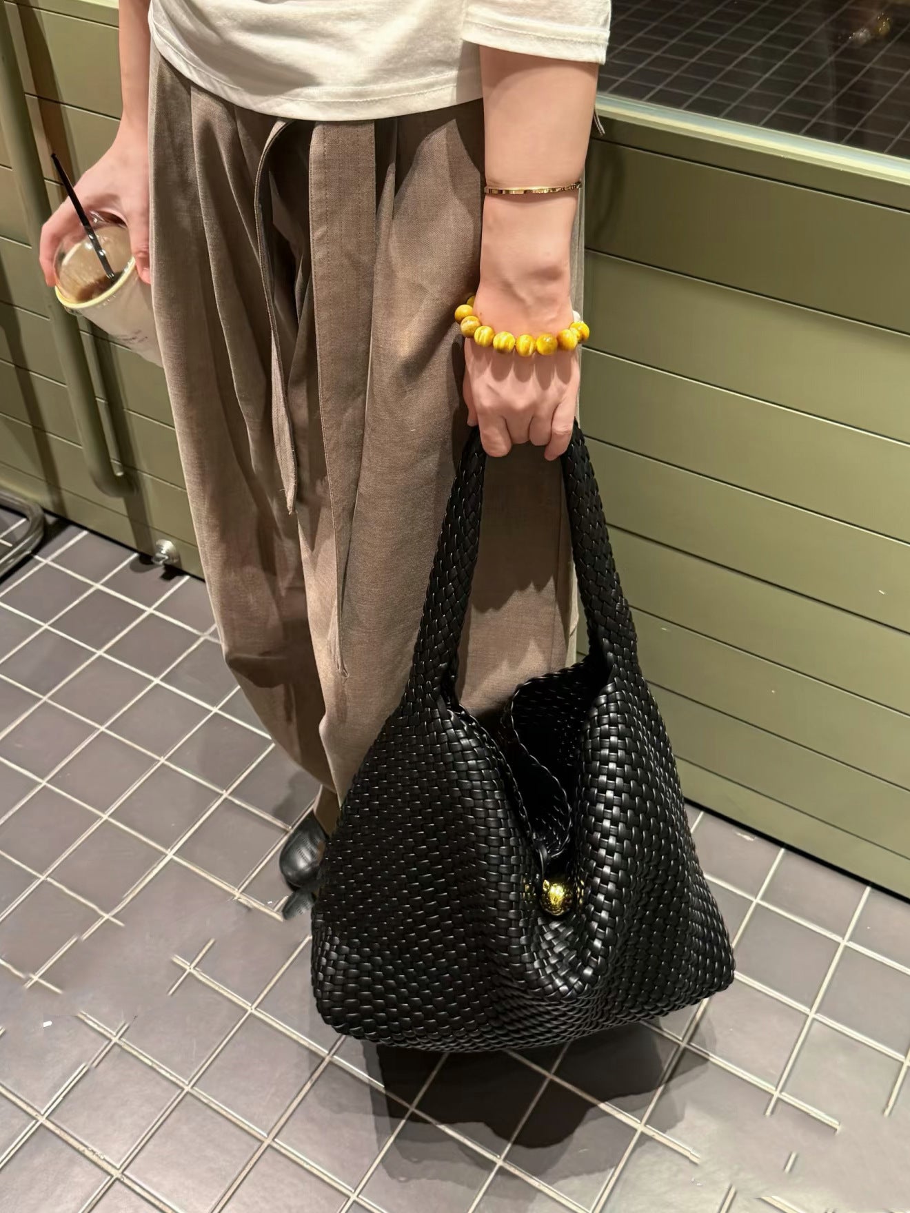 Women's Handmade Woven High Sense Commute Genuine Leather Shoulder Bags
