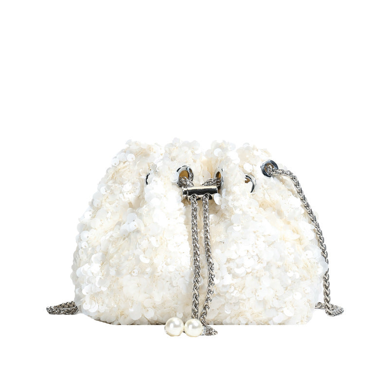 Women's Sequin Contrast Color Mesh Embroidery Stitching Trendy Bags