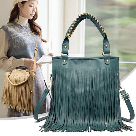 Women's Fashion Trendy Grace Big Ding Tassel Large Capacity Handbags