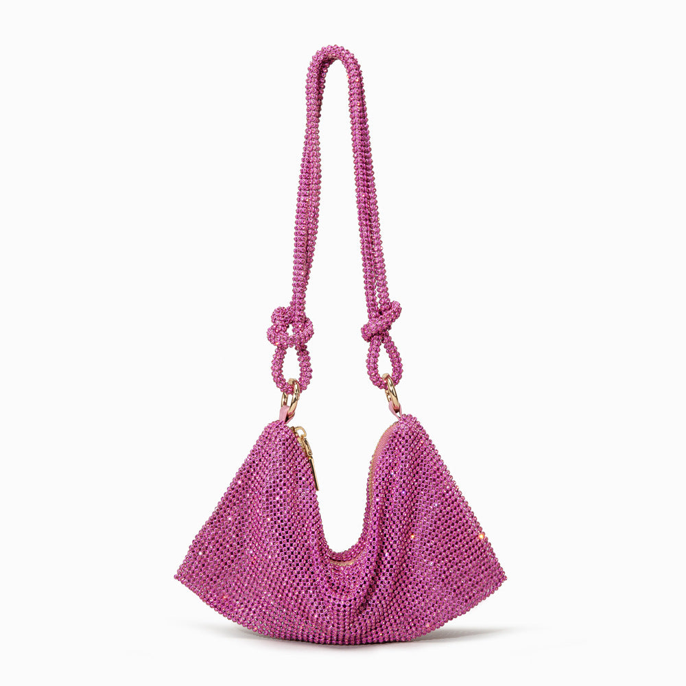 Women's Rhinestone Underarm Diamond Full Pink Clutch Handbags