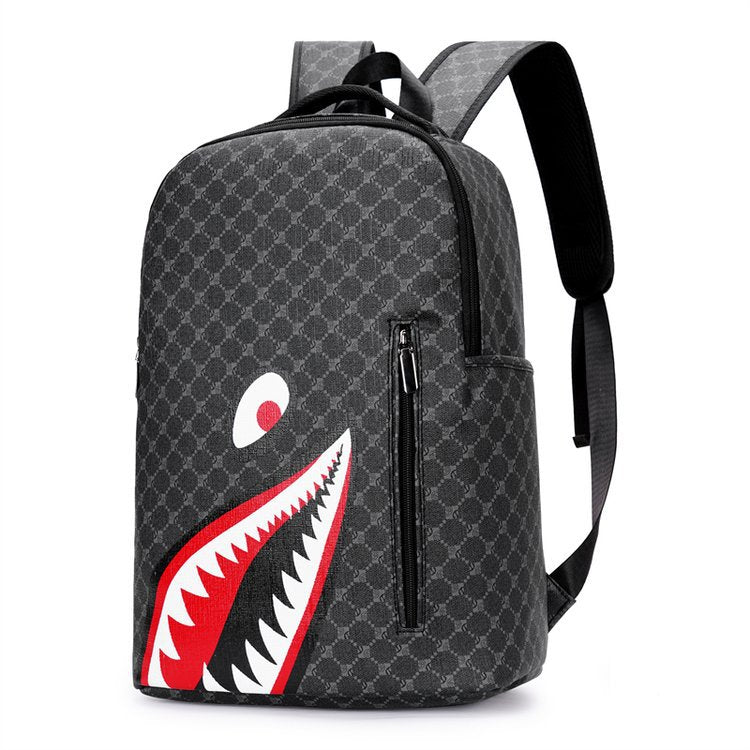 Men's Shark Print Business Large Capacity Campus Bags