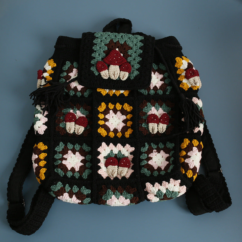 Women's Hand-woven Wool Crocheted Artistic Chinese Style Women's Backpack