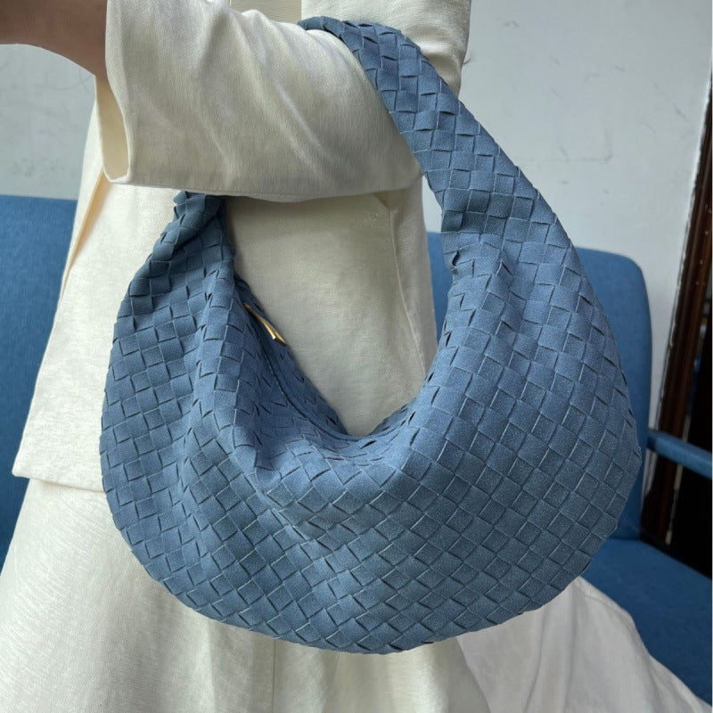 Large Frosted Woven Handmade Underarm Commute Shoulder Bags