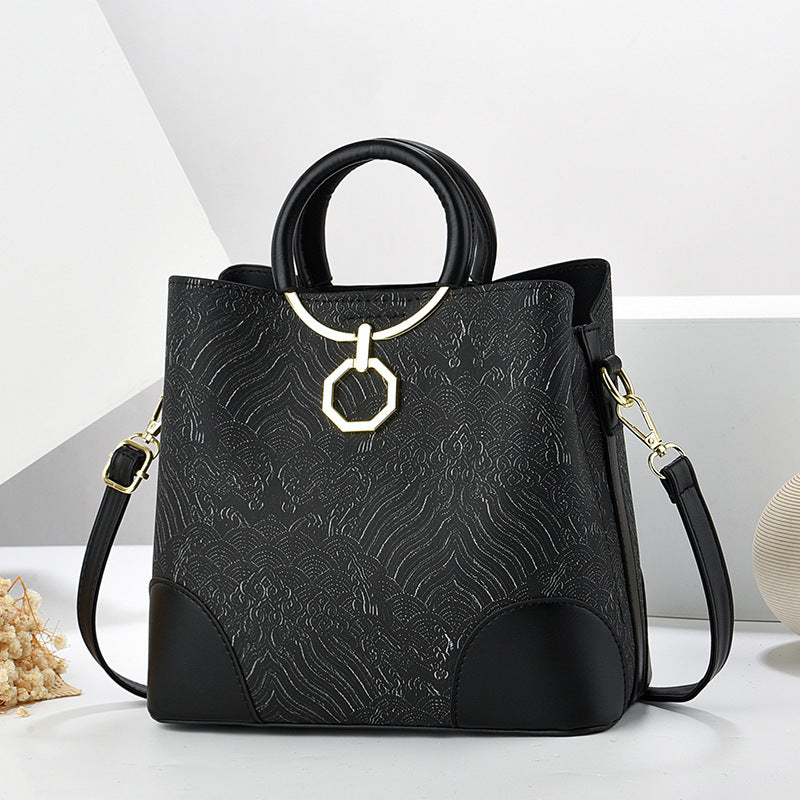 Women's Fashionable Large Capacity Retro Portable Bucket Bag