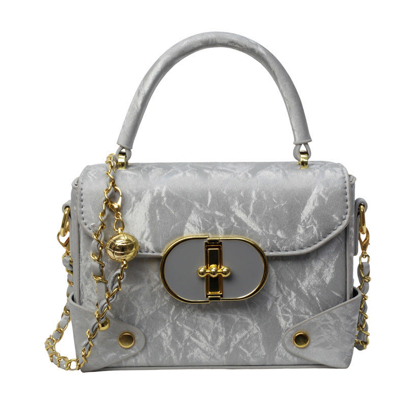 Women's Popular Contrast Color Portable Textured Women's Shoulder Bag