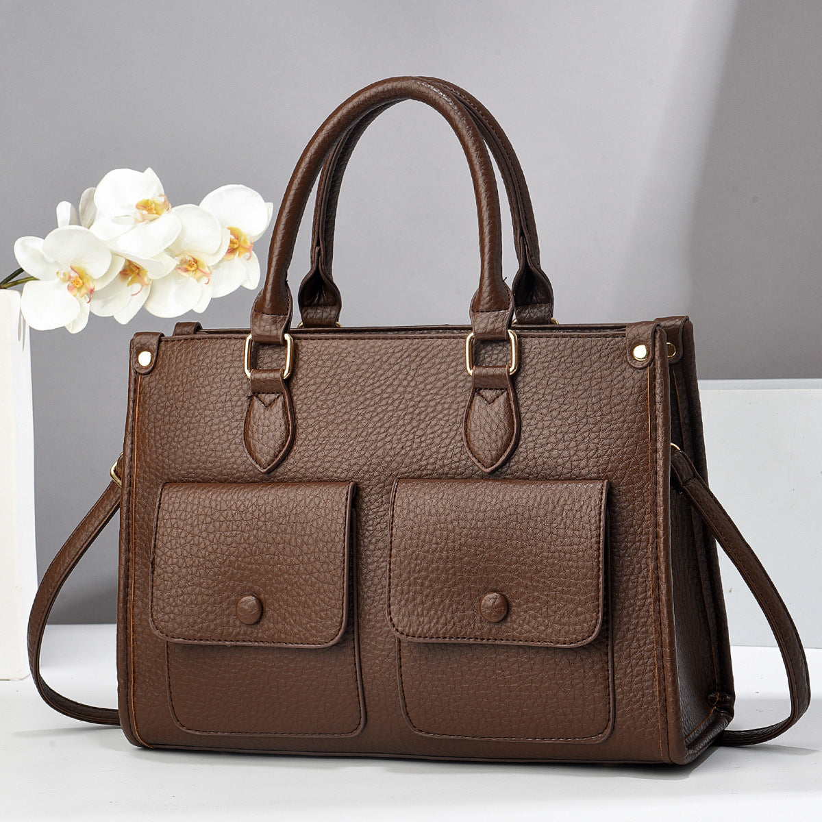 Simple Spring Fashion Double Pocket Portable Women's Shoulder Bag