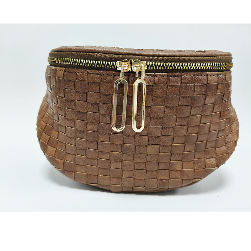 Hand-woven Chessboard Grid Fashion One Saddle Bags