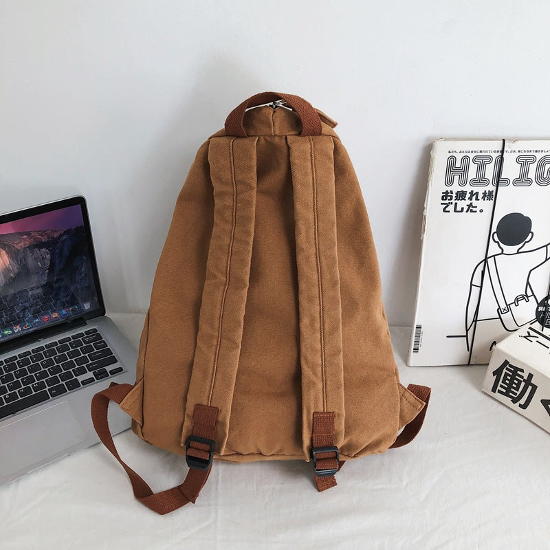 Women's & Men's Large Capacity Fashion Pure Color Washed Leisure Backpack