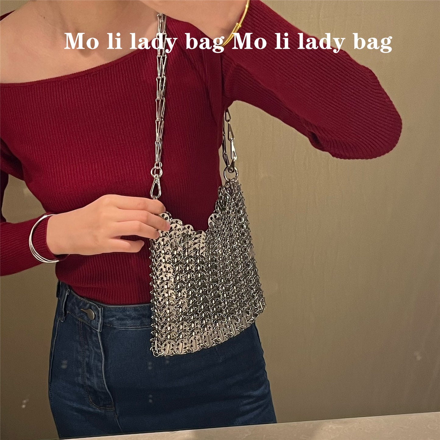 Retro Ancient Modern Popular Sier Shiny Metal Bags