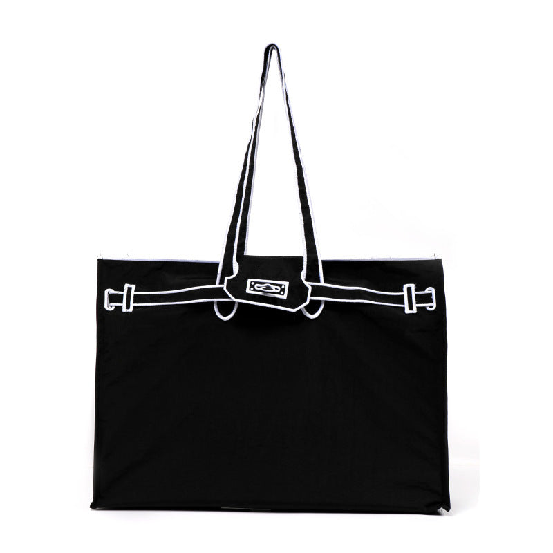 Embroidered Bow Ribbon Shopping Nylon Portable Tote Bag