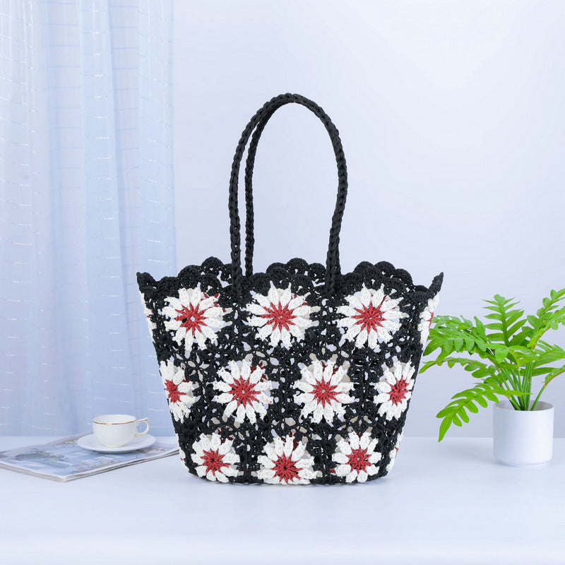 Women's Crocheted Handmade Hollow Pattern Woven Knitted Women's Shoulder Bag