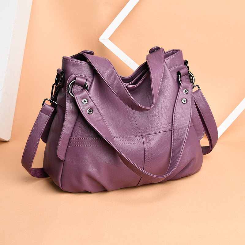 Women's Genuine Leather Mom Large Capacity Sheepskin Soft Women's Shoulder Bag