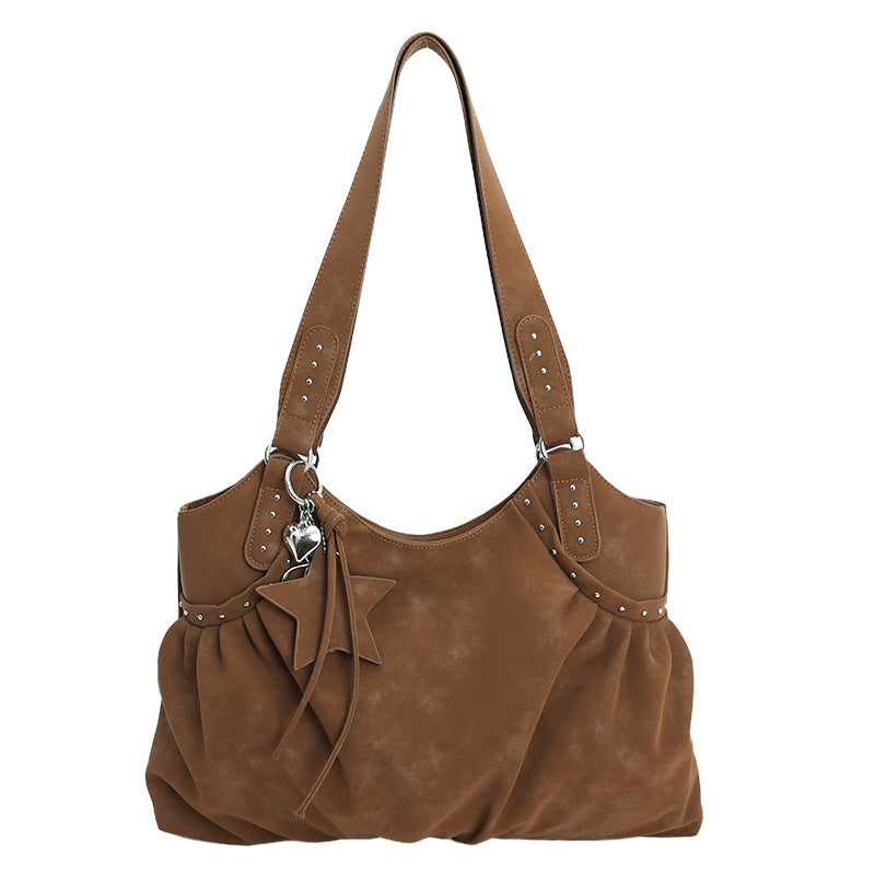 Women's Korean Style Lazy Large Capacity Retro Frosted Handbags