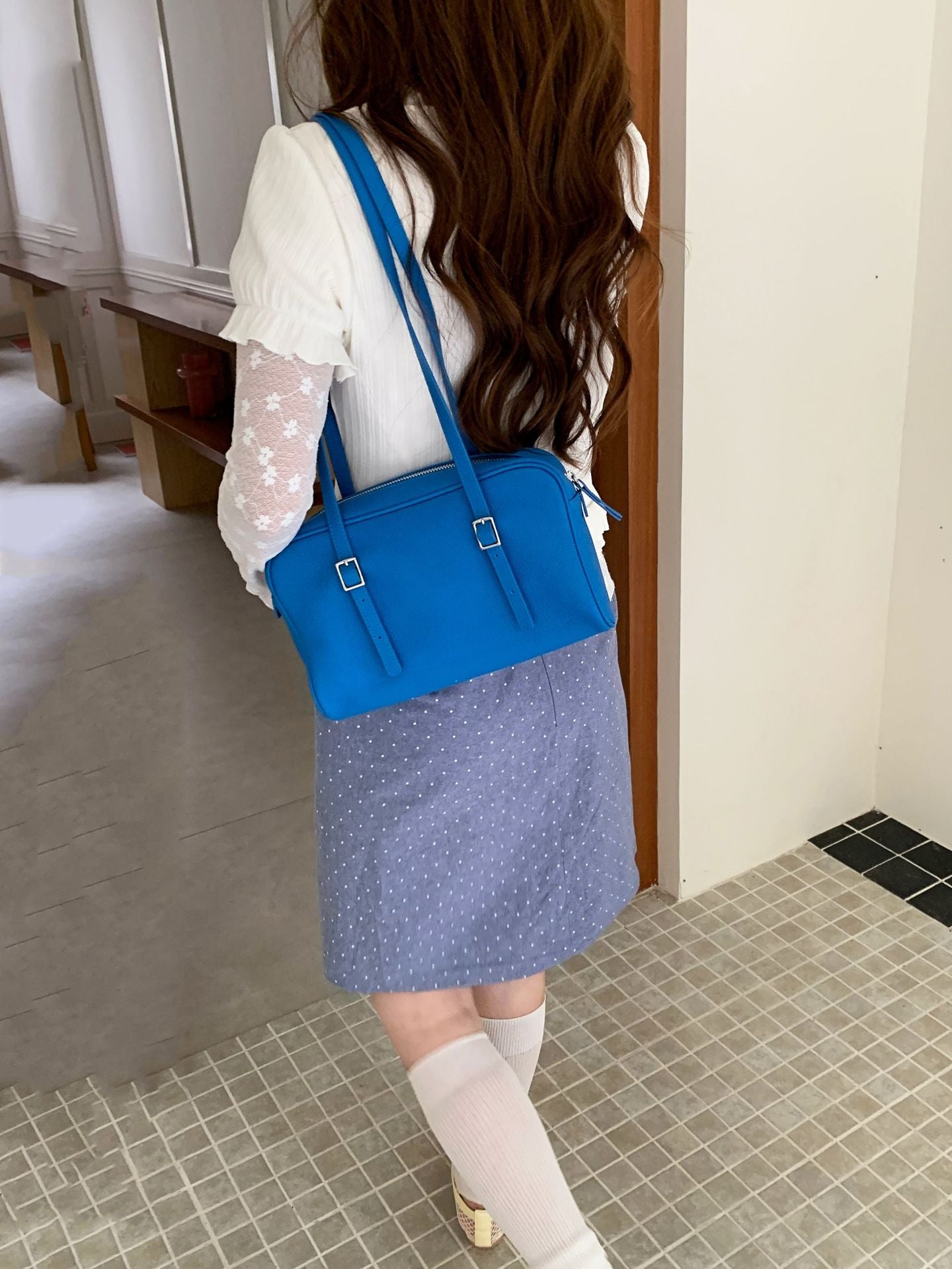 Women's Layer Cowhide Bowling Underarm High Sense Versatile Large Capacity Tote Bag